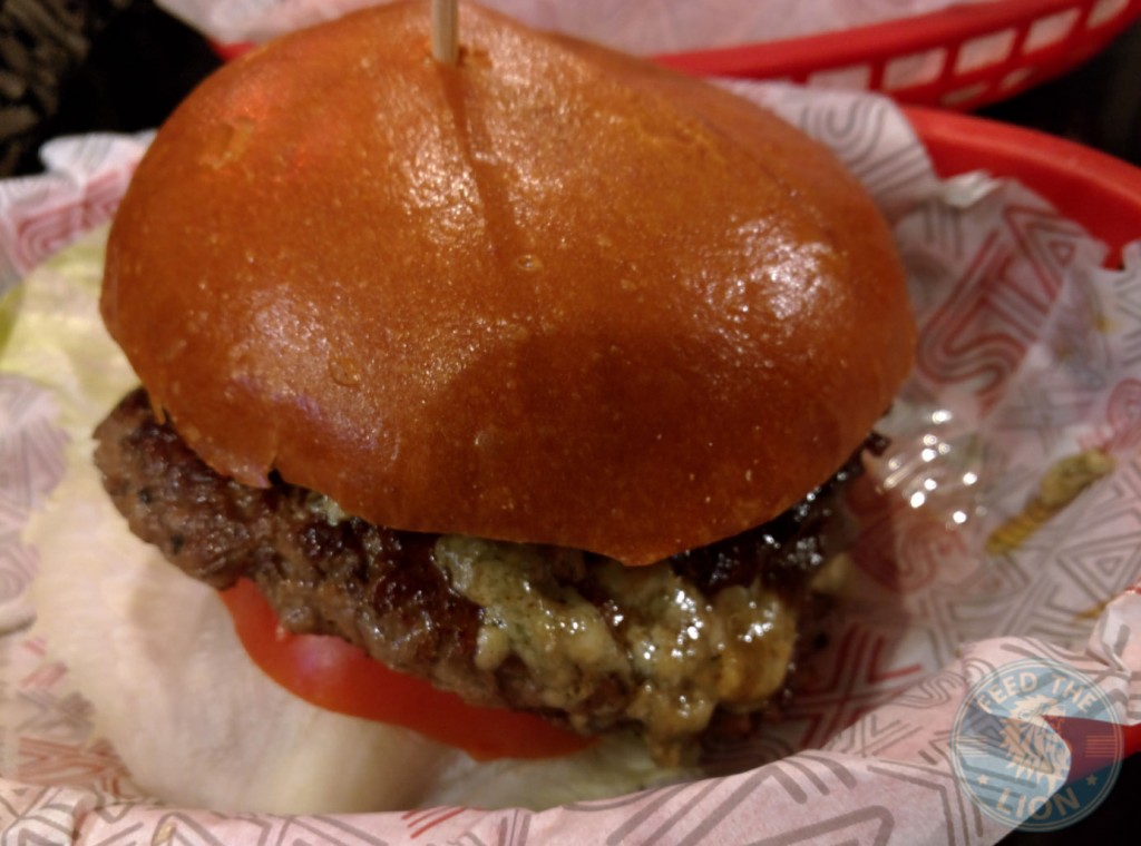 The Blues Burger - Onion, Stilton & maple glazed beef bacon
