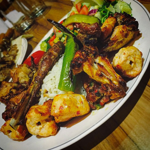 KARISIK IZGARA - Mixed kebab, consisting of adana, shish, chicken & lamb chops served with rice & salad