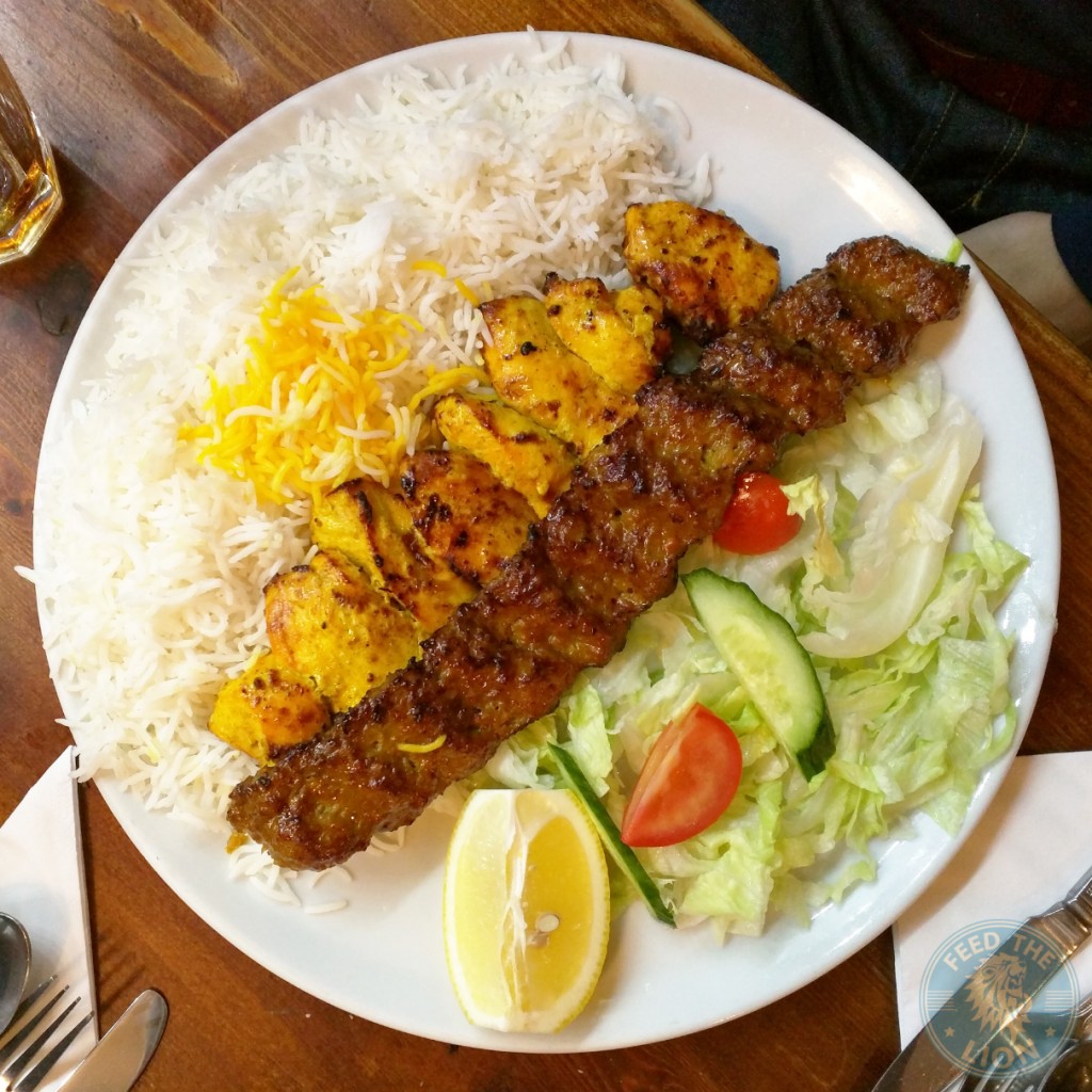persian palace Momtaz - Marinated chicken fillet & minced lamb kebab £11