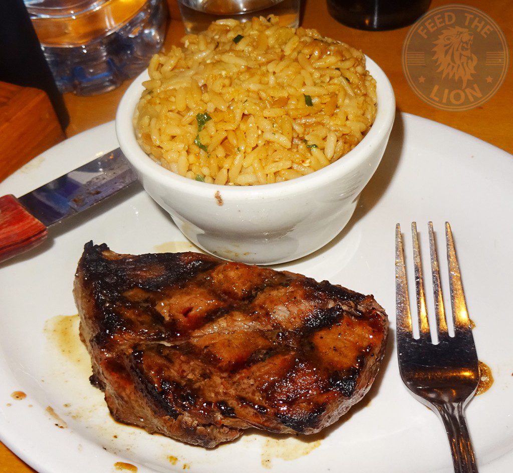 Sirloin steak with Seasoned rice Texas Roadhouse