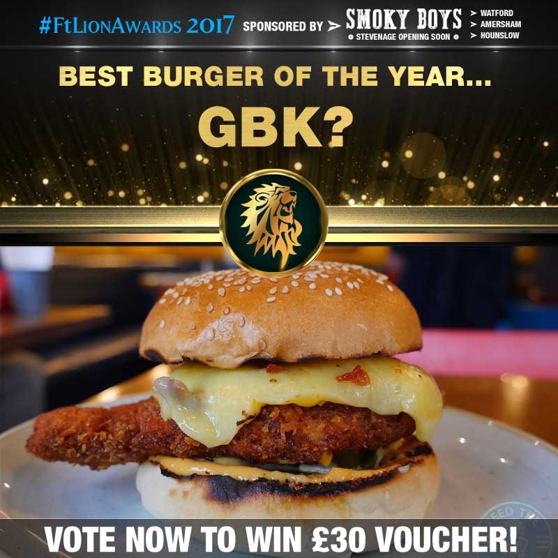 FtL Awards 2017 Halal Burger of the Year GBK Gourmet Burger Kitchen