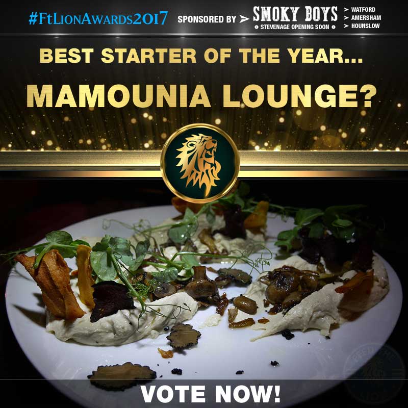 FtLion Awards 2017 Smoky Boys Starters Mamounia Lounge Truffle Houmus Hummus