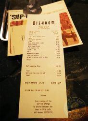 Dishoom Kensington Indian Irani Cafe Bombay bill