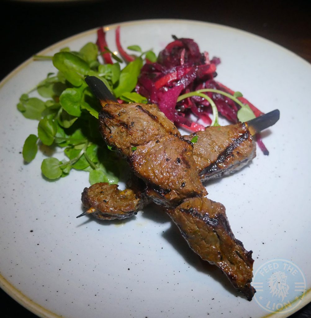 Drunch Regents Park London Restaurant Halal Mayfair beef kebab skewer