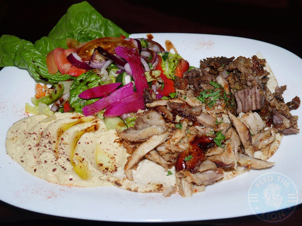 Mixed Shawarma Roasted thin slices of marinated lamb & chicken. Served with choice of salad & bread or rice or fries