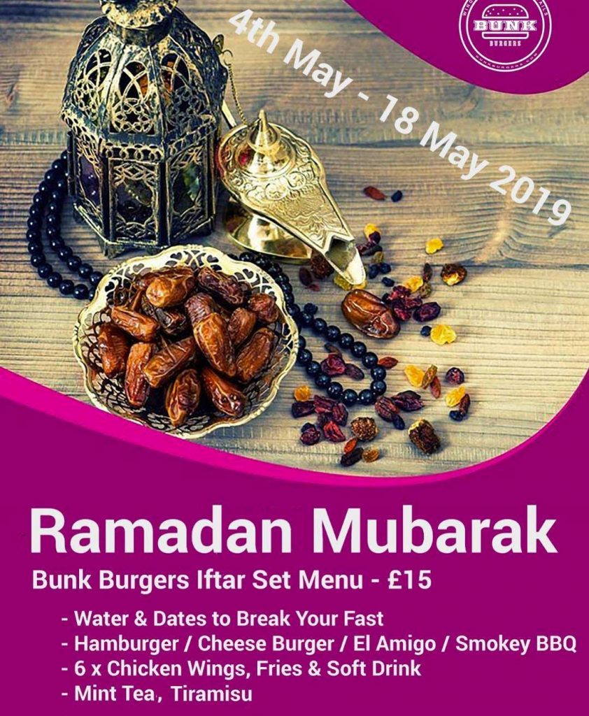 Bunk Burgers Iftar Streathem london ramadan iftar restaurant halal