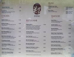 menu Zheng Chelsea Malaysian Halal Restaurant in knightsbridge