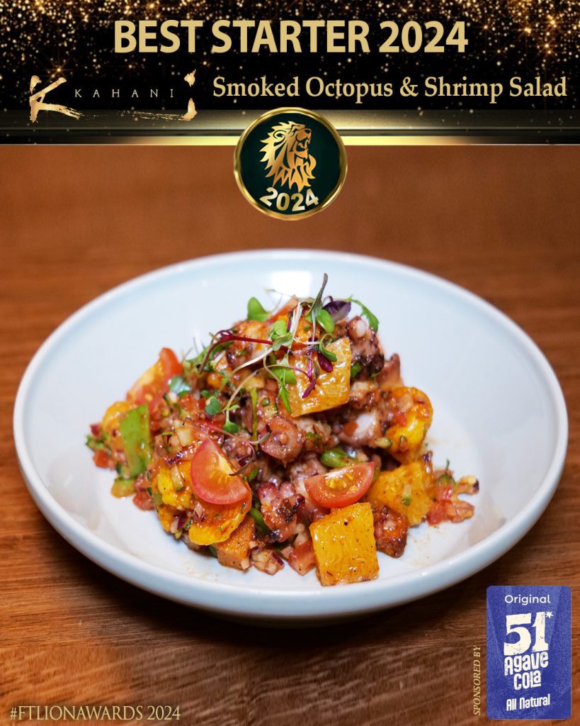 #FtLionAwards 2024 Starter of the Year shortlist Smoked-Octopus-&-Shrimp-Salad-kahani