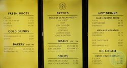 menu Jamaican patty company covent garden London Halal restaurant